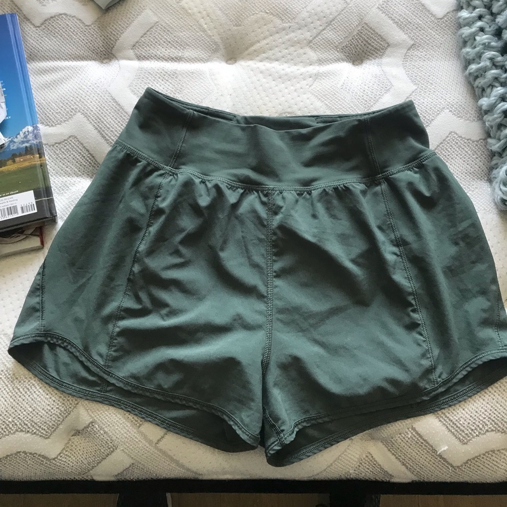 Green Lululemon High Waisted Shorts